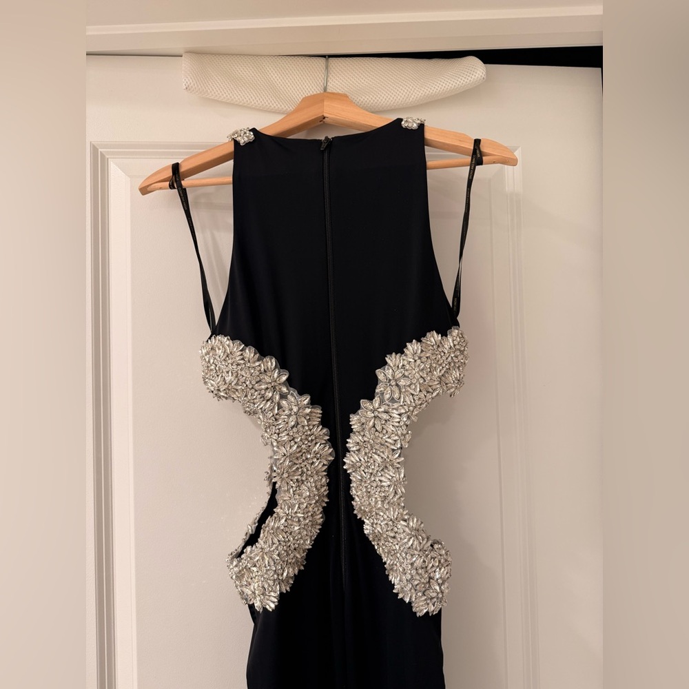 NWOT BRONX AND BANCO Camila Black Rhinestone Cutout Gown - Picture 13 of 15